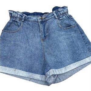Nasty Gal denim paper bag high waisted shorts size medium